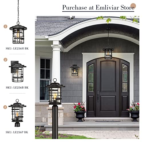 
                  
                    Emliviar Large Outdoor Post Light Fixture, 17 Inch Farmhouse Vintage Exterior Pole Lantern for House Garden, Lamp Post Light with Clear Glass, Black Finish, LE256P BK
                  
                