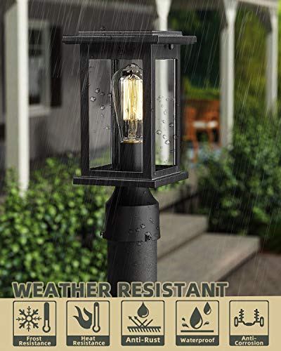
                  
                    HWH Outdoor Post Light Fixtures in Matte Black Finish with Clear Glass Shade, 5HD37P BK
                  
                