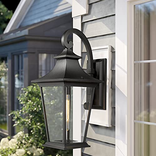 
                  
                    Emliviar Large Outdoor Wall Light, 25" Modern Front Porch Light for House, Clear Glass in Black Finish,XE220B BK
                  
                