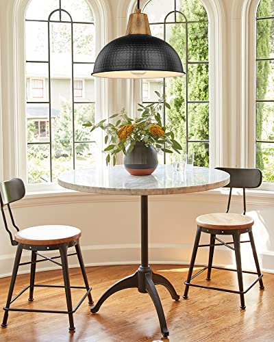 
                  
                    HWH Pendant Lights, Industrial Hanging Light Fixtures, for Dining Room, Barn, Farmhouse, Hammered Metal Shade, Black Finish, 5HZG70M1L-2 BK
                  
                