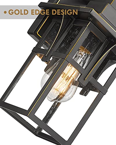 
                  
                    HWH Outdoor Wall LightOutside Wall Sconce with Seeded Glass Shade, Exterior Light Wall Mounted for Doorway, Hallway, Garage, Matte Black Finish, 5HX62B BG
                  
                