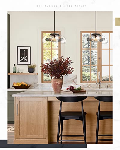
                  
                    HWH Farmhouse Glass Pendant Lighting, Industrial Hanging Light Fixture with Adjustable Height, Oil-Rubbed Bronze Finish, 5HZG63M1L ORB
                  
                