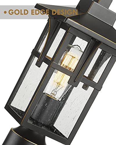 
                  
                    HWH Outdoor Post Lights Exterior Pillar Light 2 Pack, Industrial Pole Lamp in Matte Black Finish with Seeded Glass, 5HX62P-2PK BG
                  
                