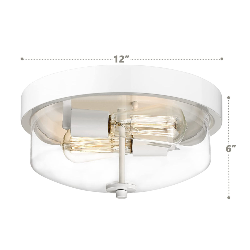 
                  
                    Emliviar Modern Ceiling Light 12 Inch - Flush Mount Light Fixture with Clear Glass for Bedroom Hallway, White Finish, TE217F WH
                  
                
