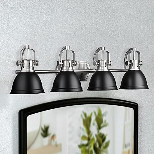 
                  
                    Emliviar Vanity Light Fixture Over Mirror, Modern 4-Light Bathroom Light Fixtures with Metal Shade, Black and Brushed Nickel Finish, 4054-4W BN+BK
                  
                