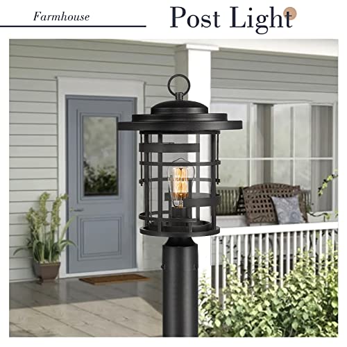 
                  
                    Emliviar Large Outdoor Post Light Fixture, 17 Inch Farmhouse Vintage Exterior Pole Lantern for House Garden, Lamp Post Light with Clear Glass, Black Finish, LE256P BK
                  
                