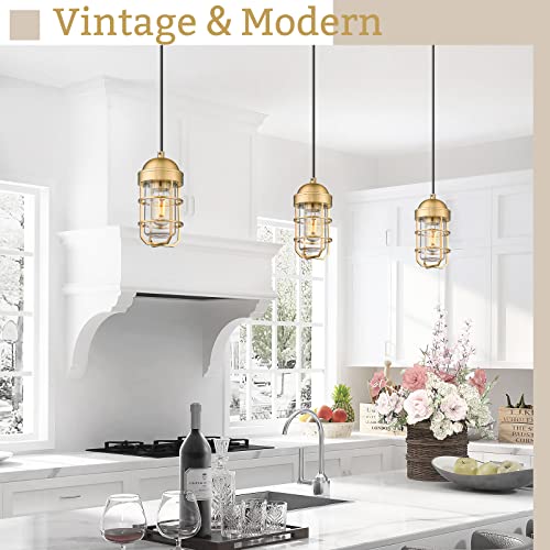 
                  
                    Emliviar Nautical Pendant Lights, Industrial Hanging Light Fixtures, Gold Finish, GE255P-2PK BG
                  
                