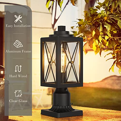 
                  
                    Emliviar Farmhouse Outdoor Post Light with Photocell Sensor, 14.5 Inch Dusk to Dawn Lamp Post Light with Clear Glass, Black Finish, 0387P-PC BK
                  
                