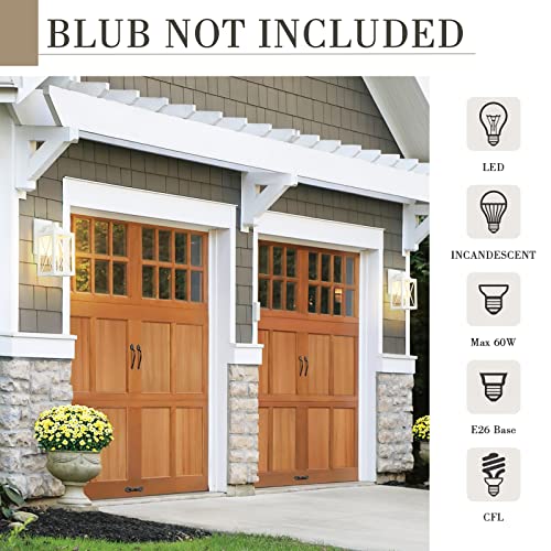 
                  
                    Emliviar 2 Pack Modern Outdoor Wall Lights, Exterior Wall Mounted Light Fixtures for Front Porch with Clear Glass Shade, White Finish, 0387WH-E26-2PK
                  
                