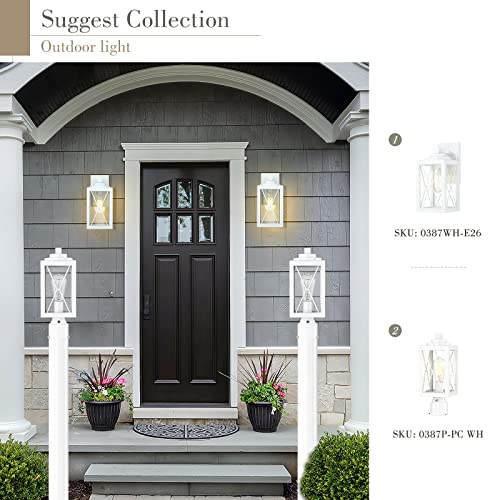 
                  
                    Emliviar 12 Inch Outdoor Porch Light, Modern Exterior Wall Light for Patio, Clear Glass with White Finish, 0387WH-E26
                  
                