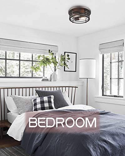 
                  
                    HWH 12inch Ceiling Light Fixture, 2-Light Farmhouse Flush Mount Lighting Fixture, Metal Frame in Oil-Rubbed Bronze Finish, 5HY40F ORB
                  
                