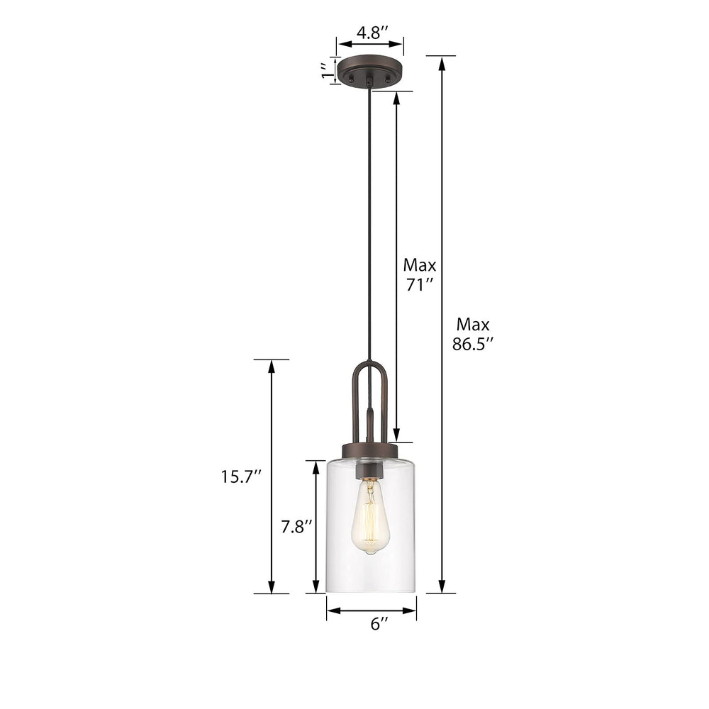 
                  
                    Emliviar Farmhouse Pendant Light - Hanging Light Fixture with Clear Glass for Kitchen Island Dining Room, Oil Rubbed Bronze Finish, YCE236 M1L ORB
                  
                