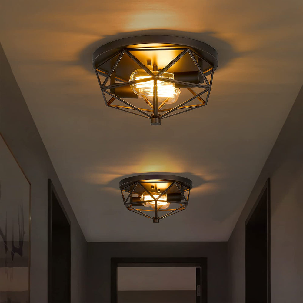 
                  
                    Emliviar 2-Light Ceiling Light, 12 Inch Farmhouse Flush Mount Ceiling Light with Rotatable Metal Frame, Oil Rubbed Bronze Finish,GE246F ORB
                  
                