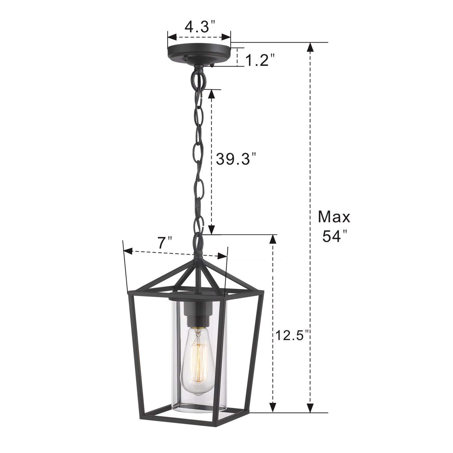 
                  
                    Emliviar Modern Outdoor Pendant Light, 1-Light Outdoor Hanging Lantern Light in Balck Finish with Clear Glass,20065H BK
                  
                