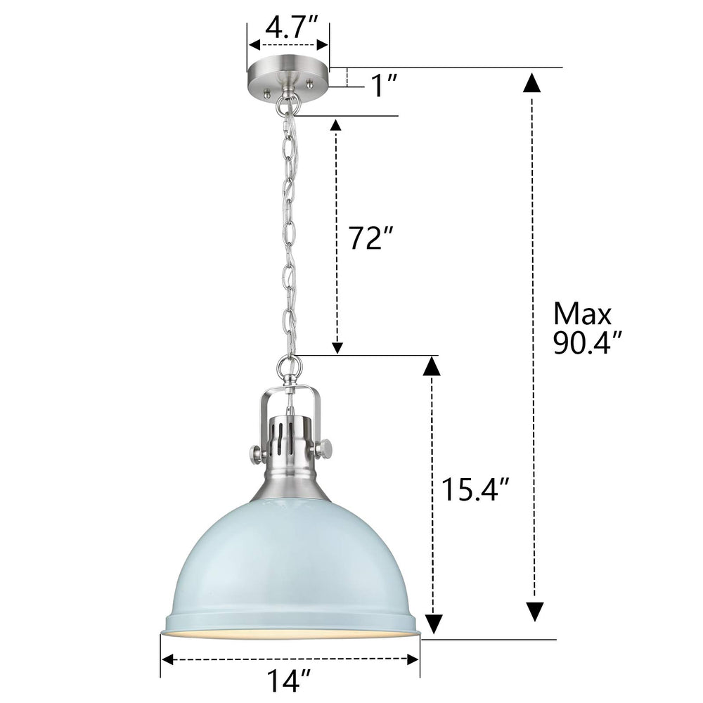 
                  
                    Emliviar 1-Light Large Pendant Light, 14 Inch Industrial Hanging Light, BLUE and Brushed Nickel Finish, 4054L SF
                  
                