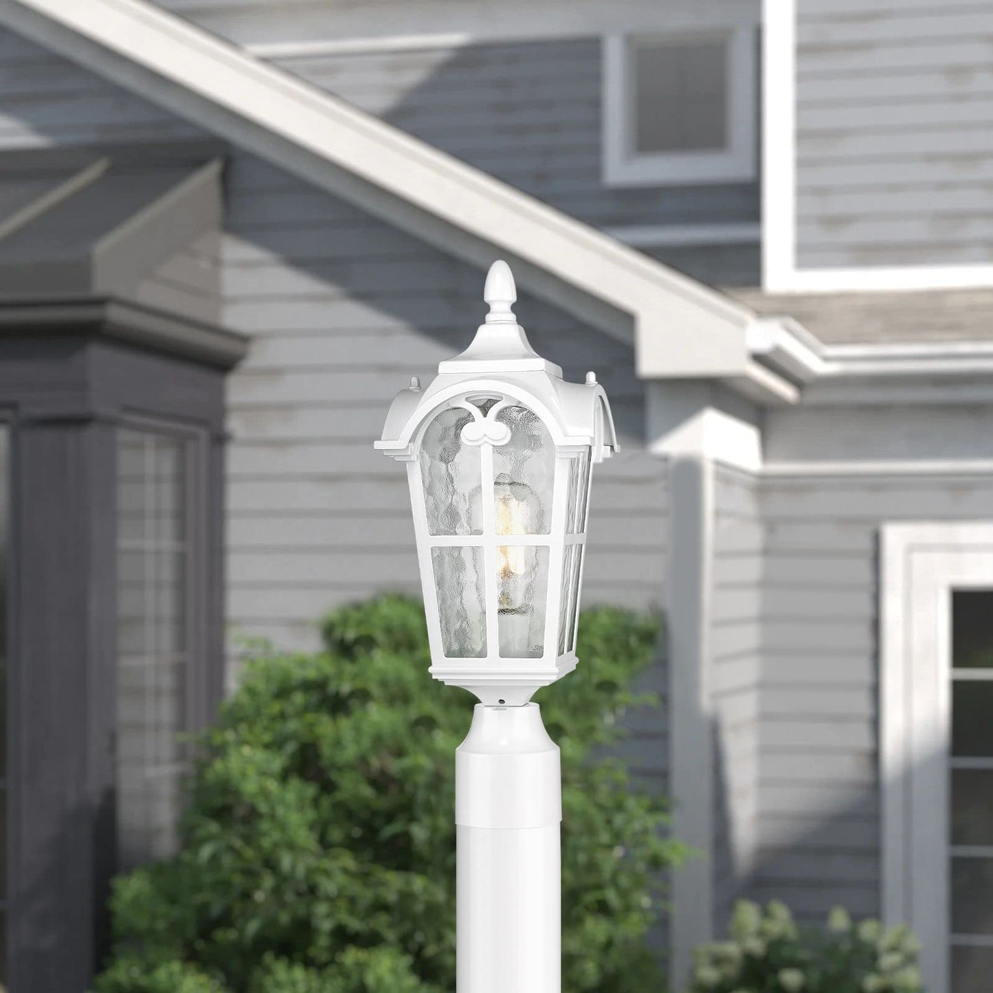 
                  
                    Emliviar Modern Outdoor Post Light, 17 Inch Exterior Lamp Post Light, Aluminum with Water Glass, White Finish, WE215P WH
                  
                