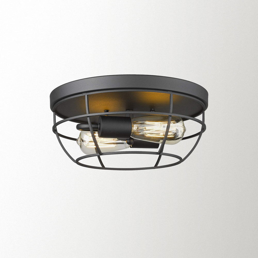 
                  
                    Emliviar Industrial Ceiling Light Fixture - 12 Inch Metal Cage Flush Mount Ceiling Light, Black Finish,YE223F BK
                  
                