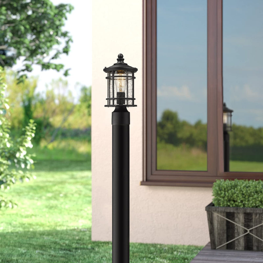 
                  
                    Emliviar Outdoor Post Lights 2 Pack - 12.5 Inch Modern Farmhouse Post Lamps with Seeded Glass in Black Finish,XE229P-S-2PK BK
                  
                