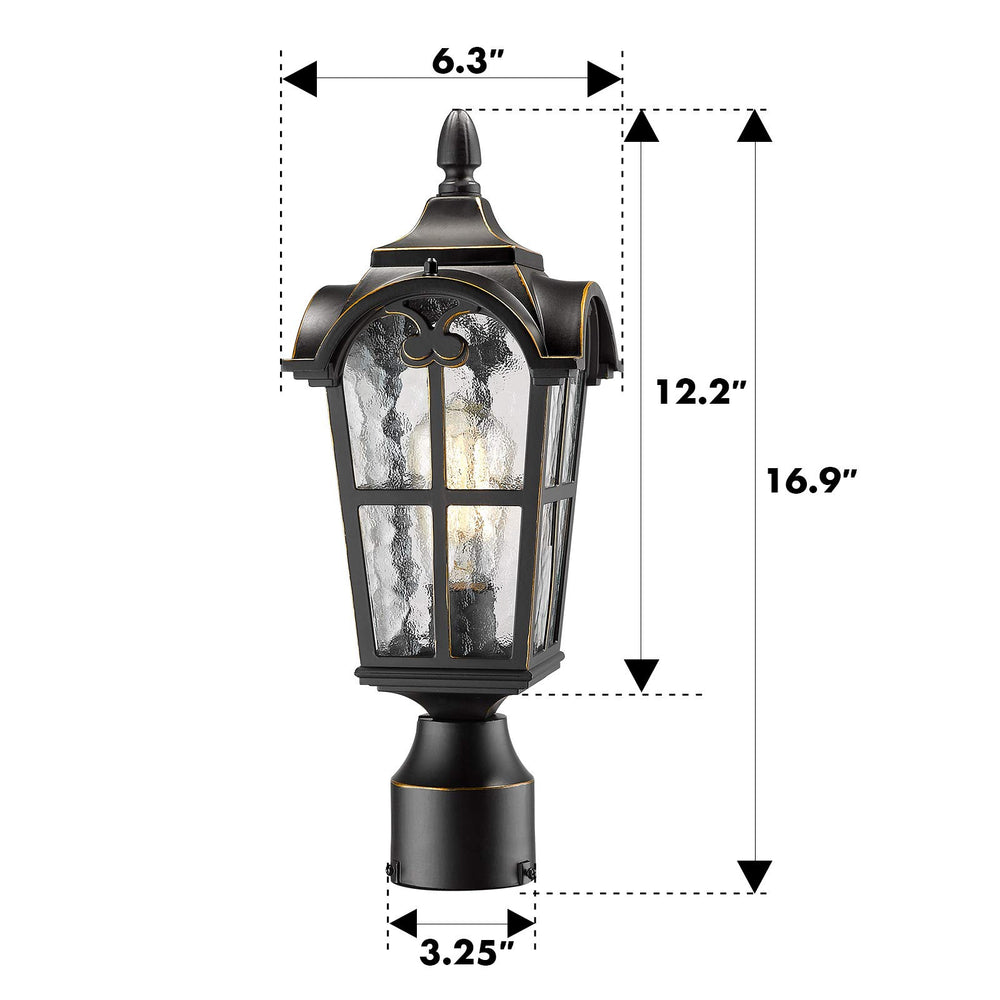 
                  
                    Emliviar Vintage Outdoor Post Lights - Farmhouse Lamp Post Lantern Light Fixture, Black Finish with Water Glass Shade,WE215P BG
                  
                
