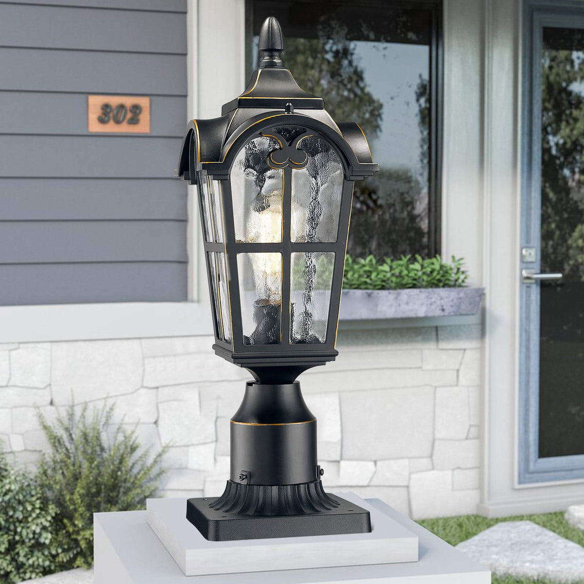 Emliviar Vintage Outdoor Post Lights - Farmhouse Lamp Post Lantern Lig