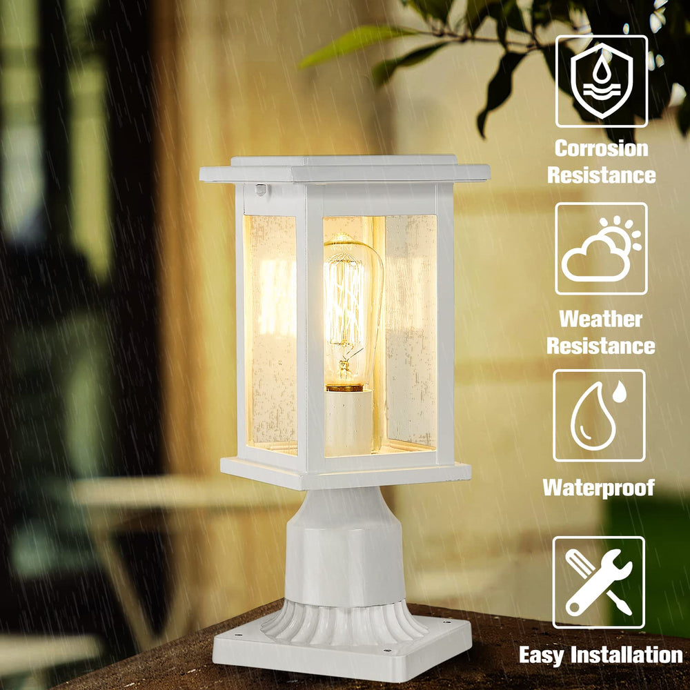 
                  
                    Emliviar Outdoor Lamp Post Light Fixture, Modern Exterior Post Lantern Light with Seeded Glass, White Finish, 1803EW1-P WH
                  
                