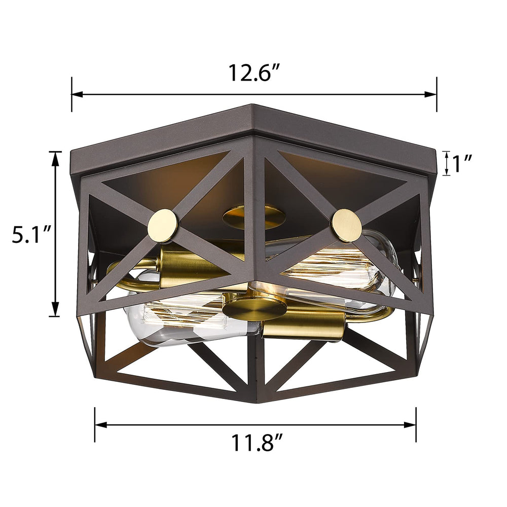 
                  
                    Emliviar 12 Inch Ceiling Light Fixture, 2-Light Farmhouse Flush Mount Light Fixture, Oil Rubbed Bronze and Gold Finish,GE245F ORB+BG
                  
                