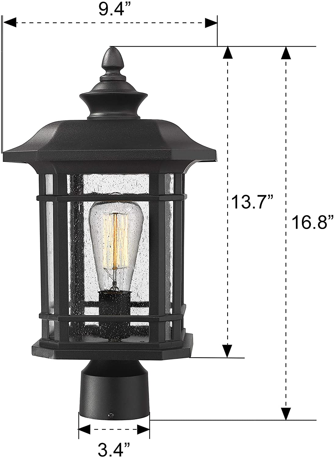 Post Fixture Emliviar Outdoor Post Lighting Fixture in Black Finish,A2202110P1 ...