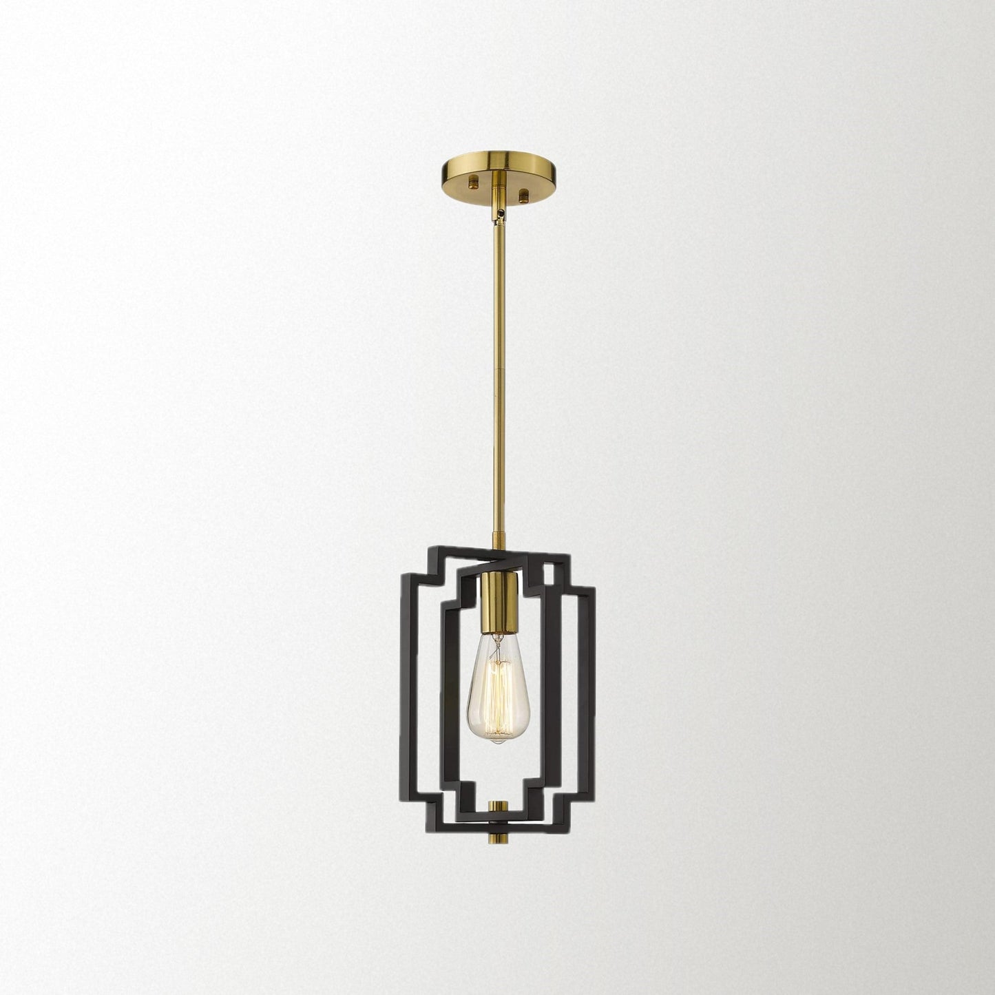 
                  
                    Emliviar Industrial Pendant Light, 1-Light Kitchen Hanging Light Fixture Adjustable, Black and Gold Finish,JE1981M1L BK+G
                  
                