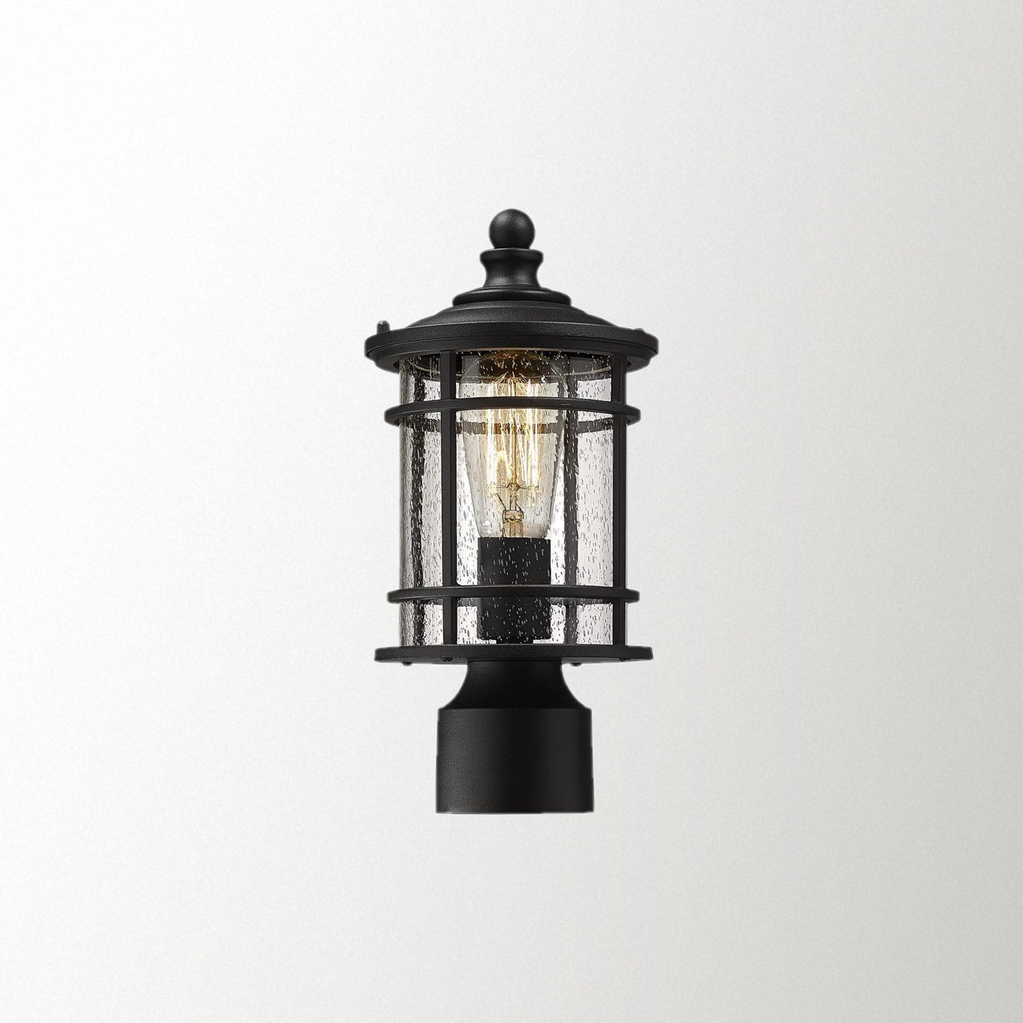
                  
                    Emliviar Lamp Post Light Fixture - Modern Outdoor Post Light with Seeded Glass 12.5 Inch, Black Finish,XE229P-S BK
                  
                