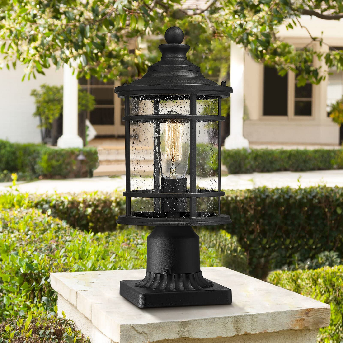 Emliviar Outdoor Post Light Fixtures 15 Inch Farmhouse Modern Lamp Po
