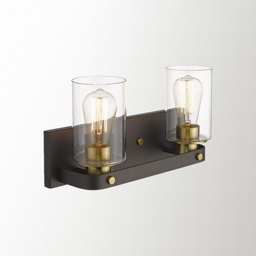 Emliviar 2-Light Bathroom Vanity Light, Oil Rubbed Bronze and Gold Finish with Clear Glass,YCE1901-2W ORB+BG