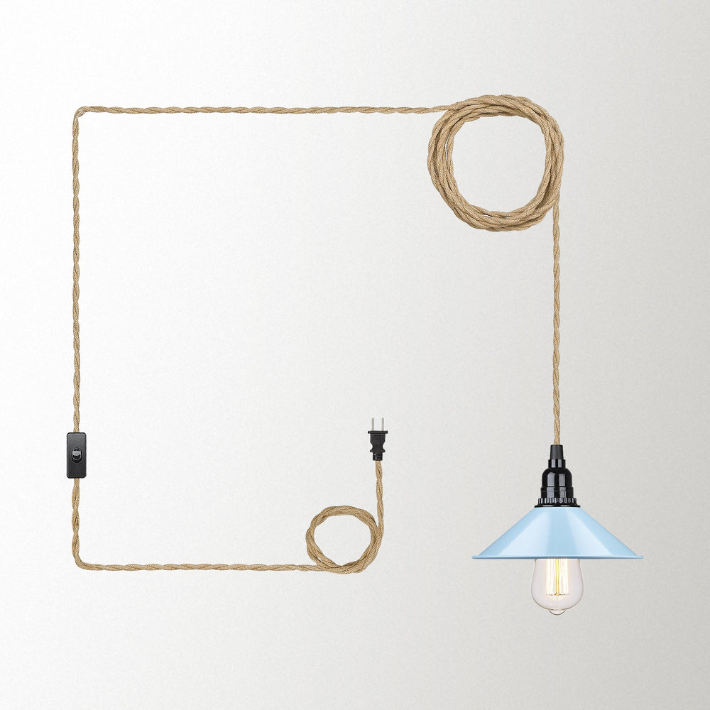 
                  
                    Emliviar Industrial Plug in Hanging Light - Modern Pendant Light with Cord Twisted Hemp Rope, Metal Shade Light Kit with Switch, Black Finish,YCE241-M1L BK
                  
                