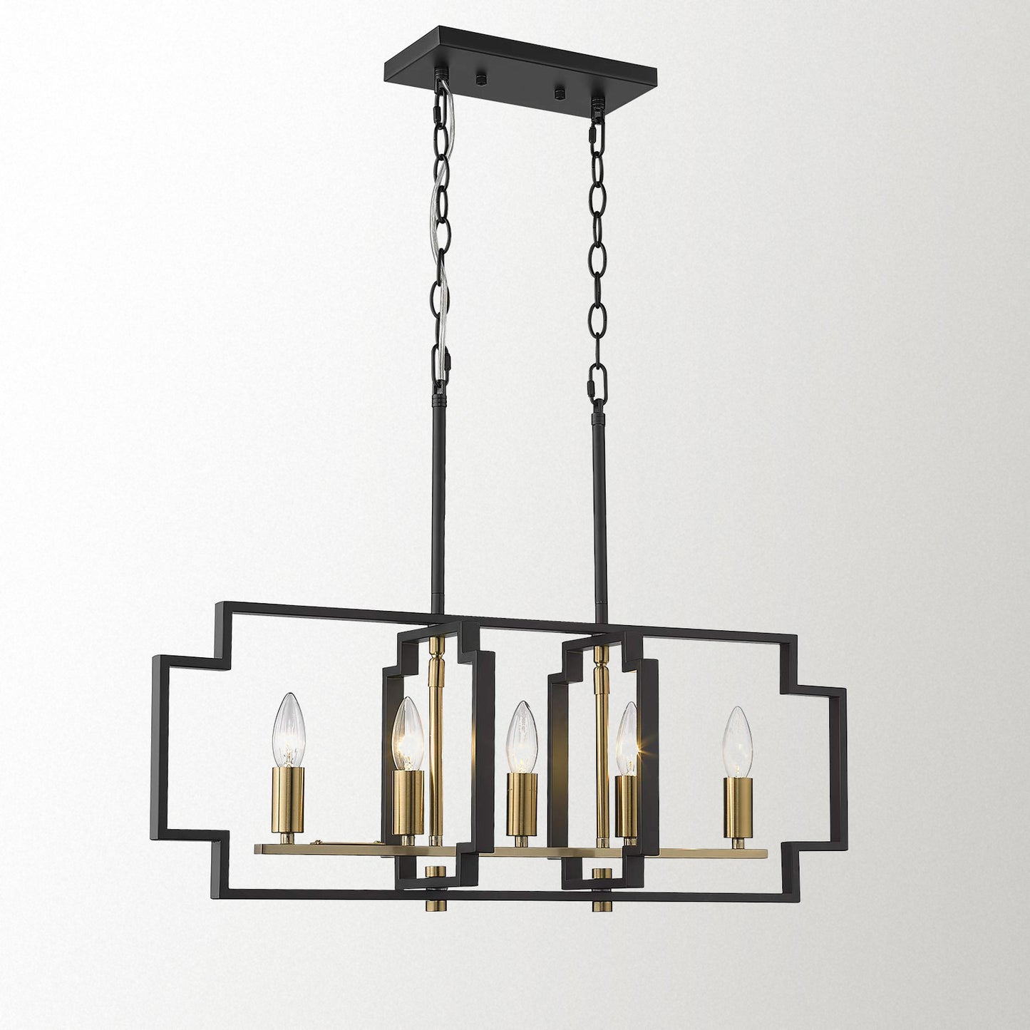 Emliviar 5-Light Island Lighting Kitchen Black and Gold Finish for Kitchen Island, Dining Room, Cafe, Club, Bar and Restaurant.,JE1981-5LP BK+G