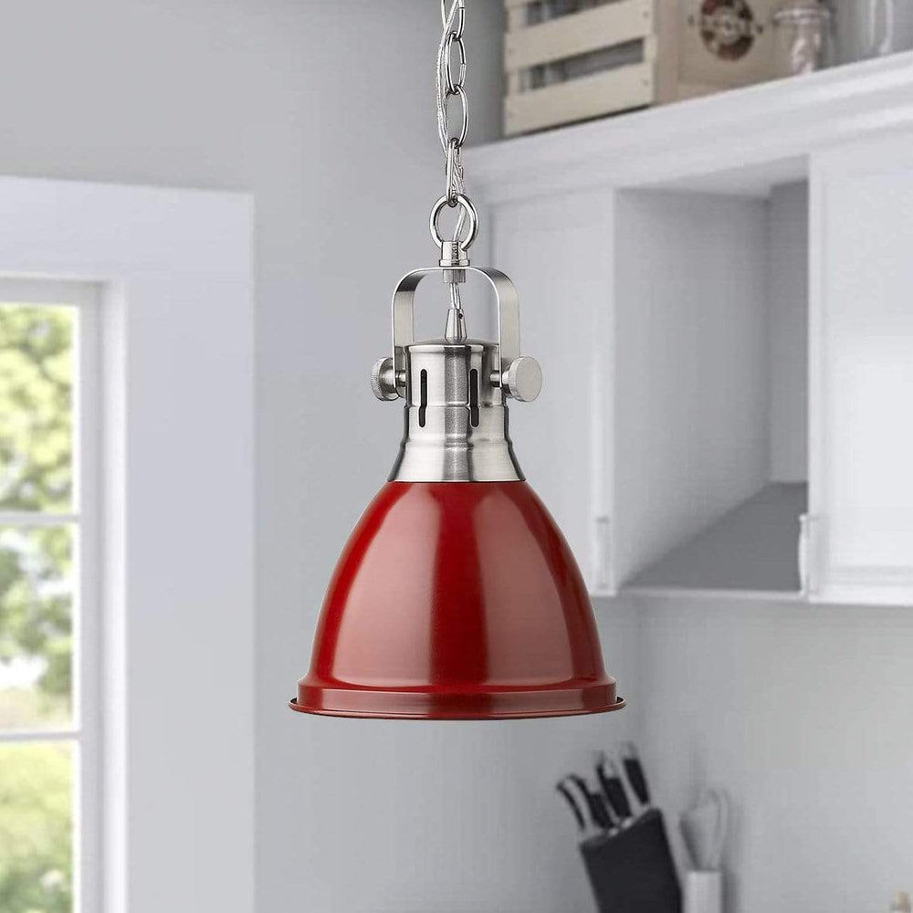 
                  
                    Emliviar Dome Pendant Light 8 inch Red and Brushed Nickel Finish, 4054M BN/RED
                  
                