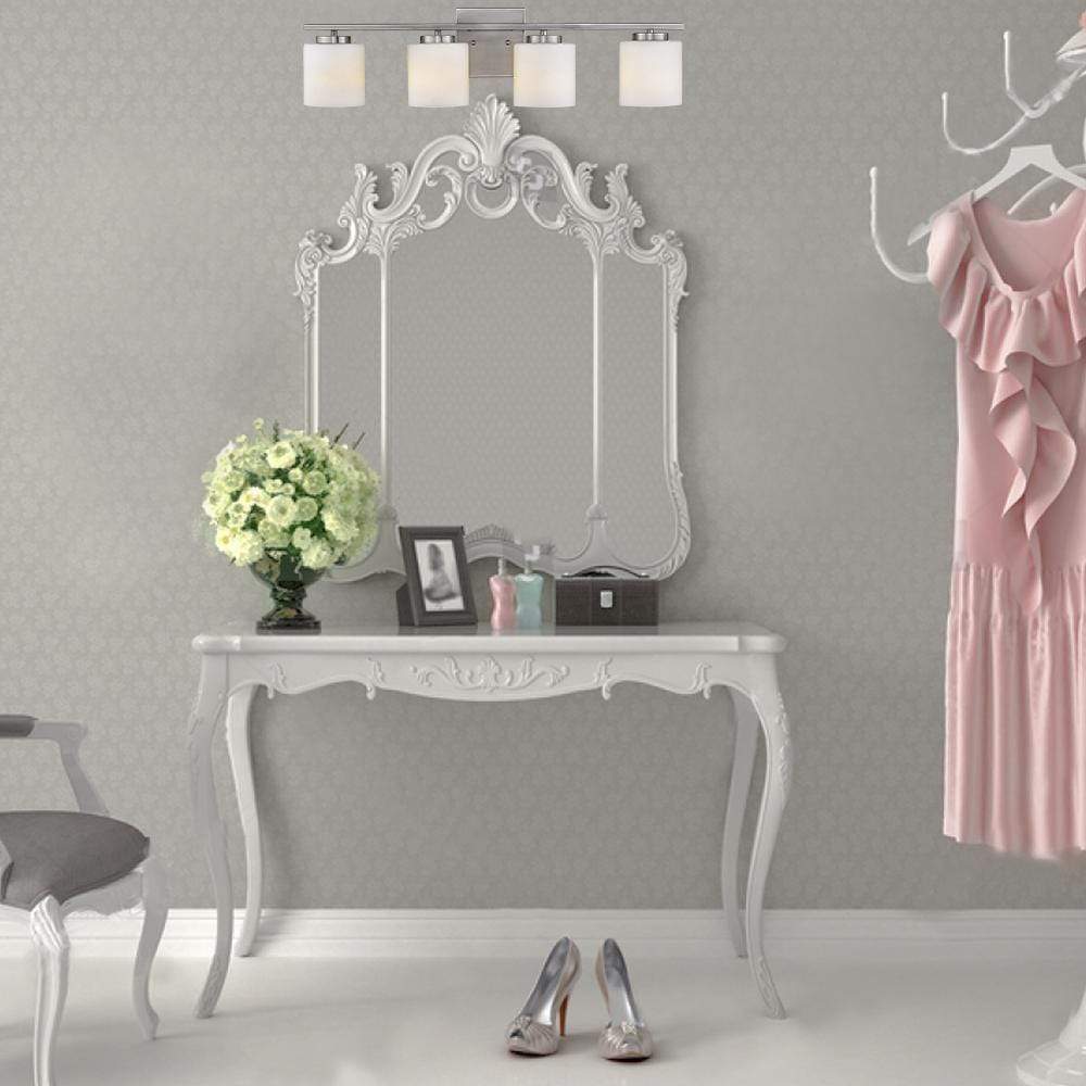 
                  
                    Emliviar Vanity Light Brushed Nickel Finish White Frosted Glass Shade,21002-4B
                  
                