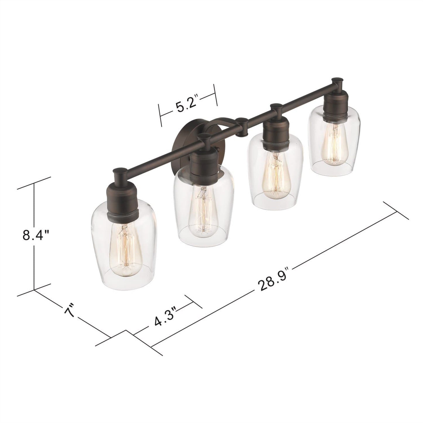 
                  
                    Emliviar Vanity Light Oil Rubbed Bronze Finish with Clear Glass,6005-4 ORB
                  
                