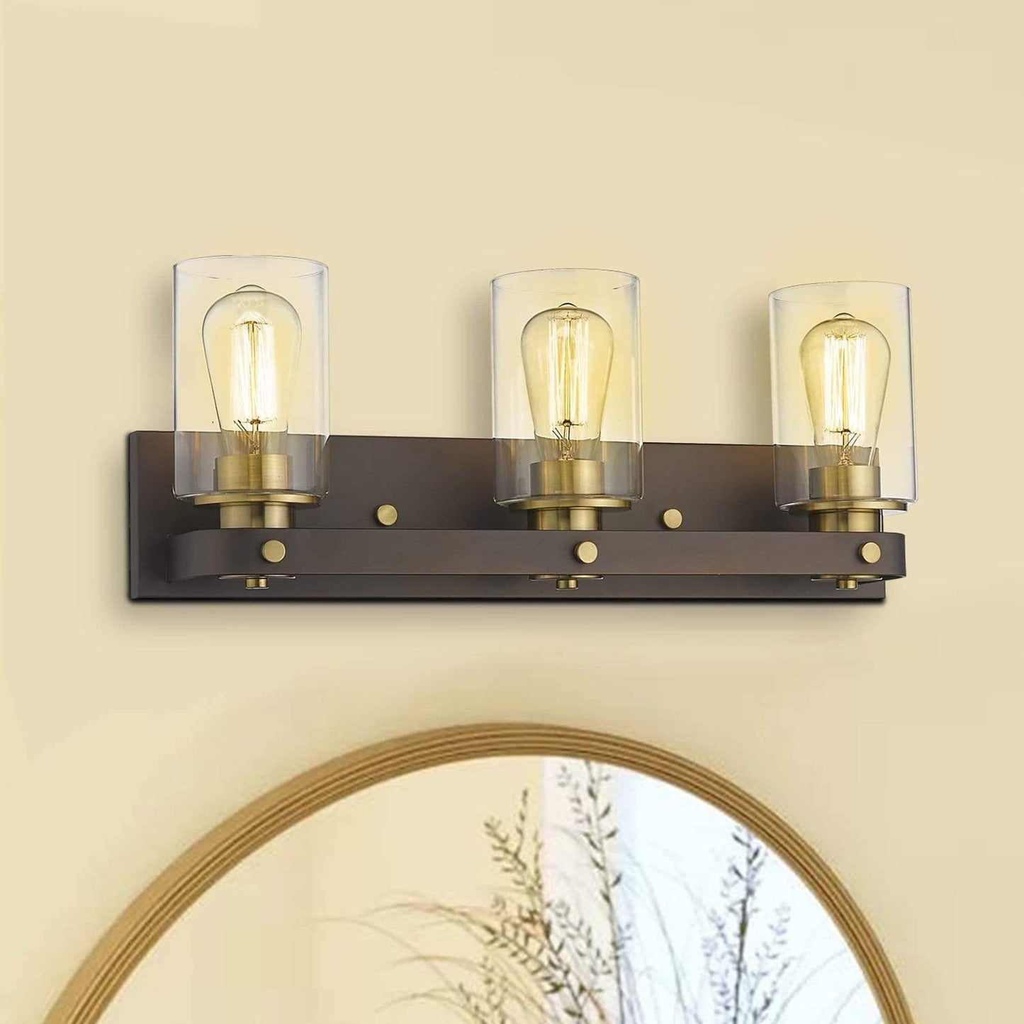 
                  
                    Emliviar  3-light Vintage Bathroom Lights Over Mirror, Oil Rubbed Bronze and Gold Finish,YCE1901-3W ORB+BG
                  
                