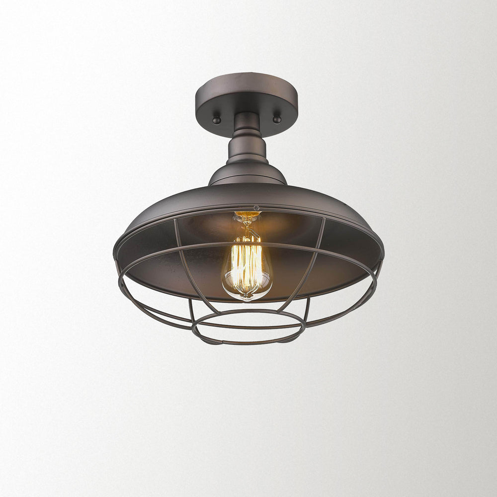 Emliviar Industrial Semi Flush Mounted Ceiling Light Fixture Oil Rubbed Bronze,50007-SF